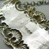Georgian Sterling Silver Ornate Edge Madeira Bottle Label Antique 1826 London