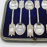King Edward VIII Boxed Sterling Silver Coronation Teaspoons Antique 1936 Birmingham