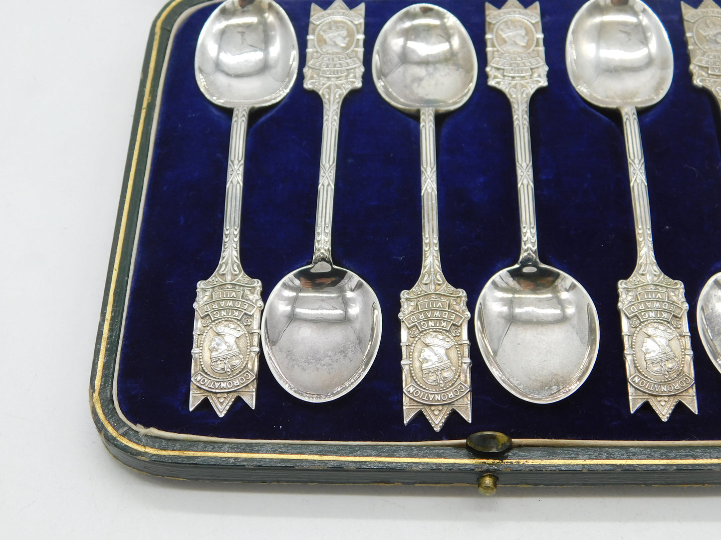 King Edward VIII Boxed Sterling Silver Coronation Teaspoons Antique 1936 Birmingham