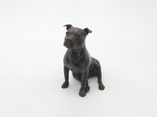 Cast Bronze Sculpture Staffordshire Bull Terrier Dog Figure Vintage c1980