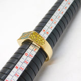 9ct Yellow Gold, Blue, Yellow & Clear Diamond Dress Ring Vintage Birmingham