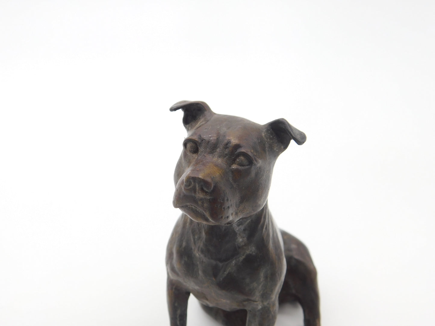 Cast Bronze Sculpture Staffordshire Bull Terrier Dog Figure Vintage c1980