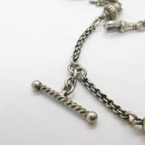 Victorian Sterling Silver Heart Albertina Watch Chain Bracelet Antique c1900