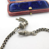 Victorian Sterling Silver Heart Albertina Watch Chain Bracelet Antique c1900