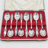 Boxed Sterling Silver British Monarchs Teaspoon Set Antique 1936 Birmingham