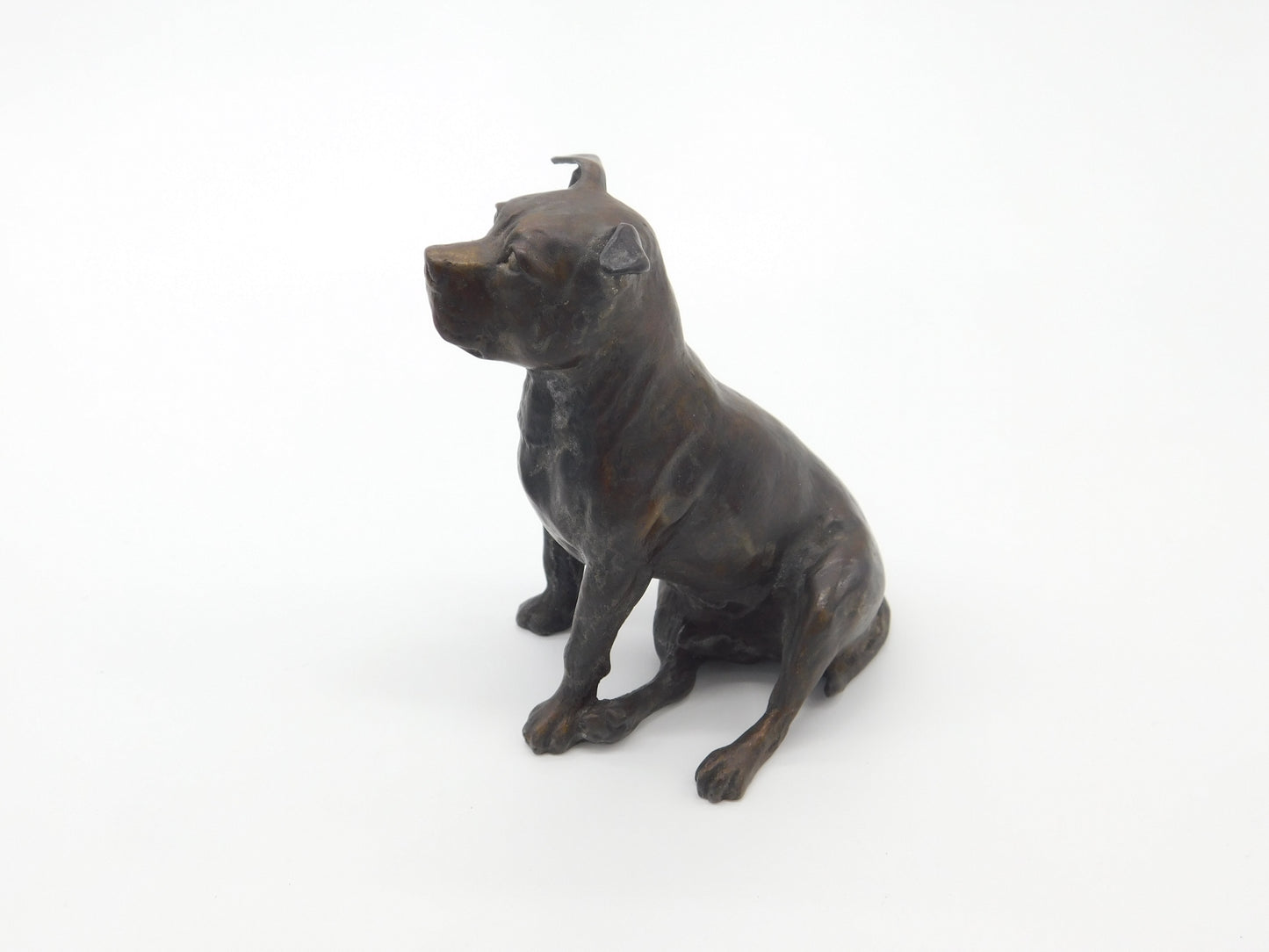 Cast Bronze Sculpture Staffordshire Bull Terrier Dog Figure Vintage c1980