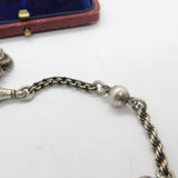 Victorian Sterling Silver Heart Albertina Watch Chain Bracelet Antique c1900