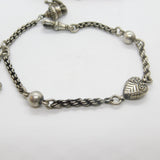 Victorian Sterling Silver Heart Albertina Watch Chain Bracelet Antique c1900