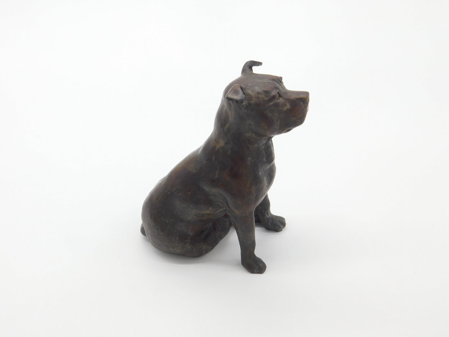 Cast Bronze Sculpture Staffordshire Bull Terrier Dog Figure Vintage c1980