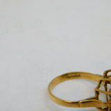 9ct Yellow Gold, Emerald & Opal Floral Cluster Ring Vintage 1977 London