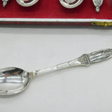 Boxed Sterling Silver British Monarchs Teaspoon Set Antique 1936 Birmingham