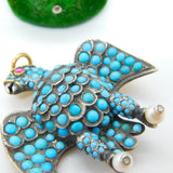 Georgian 18ct Gold & Silver Pave Set Turquoise Eagle Mourning Pendant Antique c1830