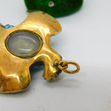 Georgian 18ct Gold & Silver Pave Set Turquoise Eagle Mourning Pendant Antique c1830