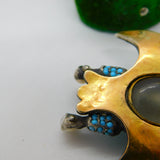 Georgian 18ct Gold & Silver Pave Set Turquoise Eagle Mourning Pendant Antique c1830