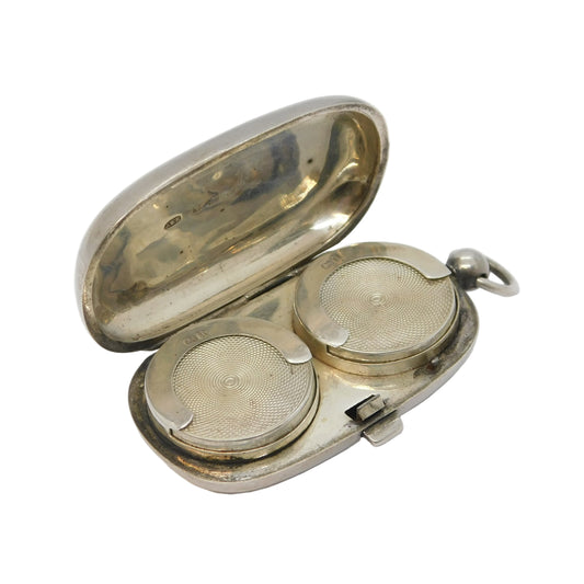 Edwardian Sterling Silver Double Sovereign Case Fob Antique 1908 Birmingham