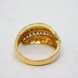 9ct Yellow Gold, Pink-Yellow Sapphire & Diamond Dress Ring Vintage 2005 Birmingham