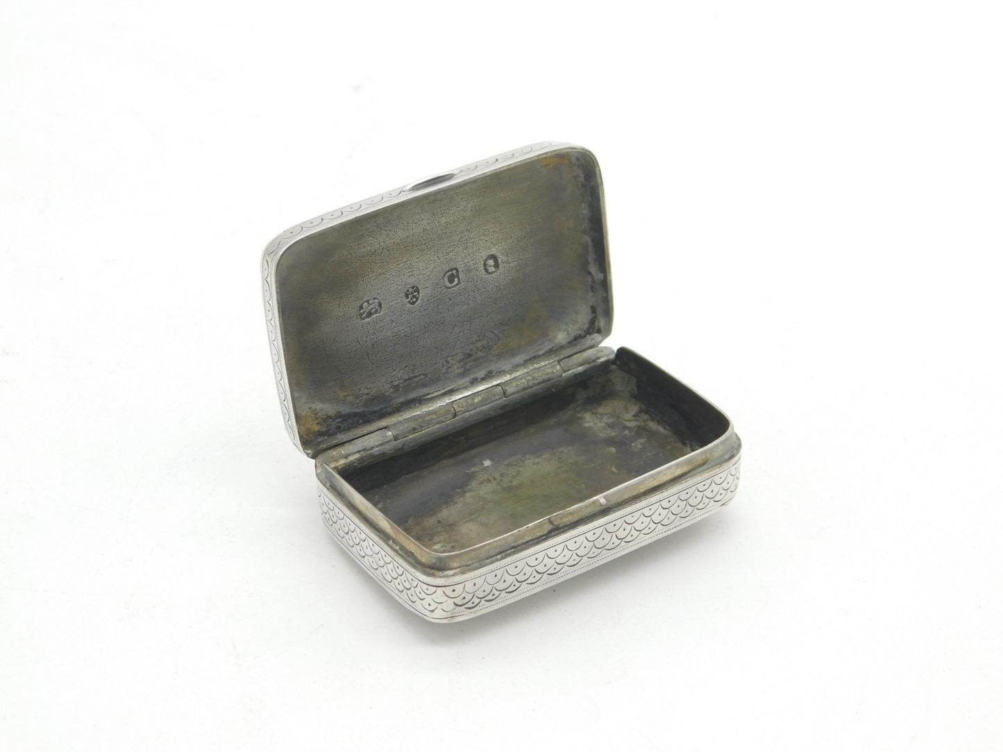 George III Sterling Silver Dotted Pattern Snuff Box Antique 1798 London