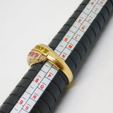 9ct Yellow Gold, Pink-Yellow Sapphire & Diamond Dress Ring Vintage 2005 Birmingham