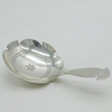 George III Sterling Silver Wide Bowl Floral Tea Caddy Spoon Antique 1813 London