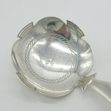 George III Sterling Silver Wide Bowl Floral Tea Caddy Spoon Antique 1813 London