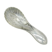 Victorian Sterling Silver Leaf Form Tea Caddy Spoon Antique 1887 Sheffield