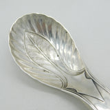 Victorian Sterling Silver Leaf Form Tea Caddy Spoon Antique 1887 Sheffield