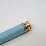 Edwardian Rolled Gold Blue Guilloche Enamel Pencil Holder Fob Antique c1910