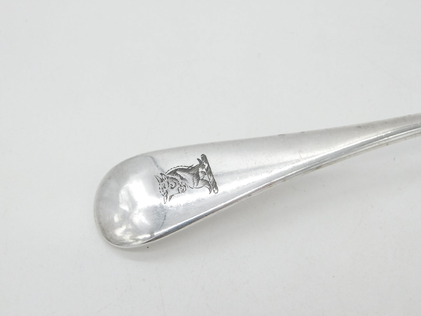 Victorian Silver Plated Stilton Scoop with Ox Heraldic Crest Antique c1890