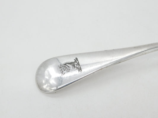 Victorian Silver Plated Stilton Scoop with Ox Heraldic Crest Antique c1890