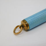Edwardian Rolled Gold Blue Guilloche Enamel Pencil Holder Fob Antique c1910