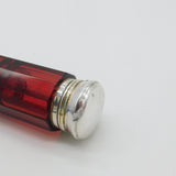 Victorian Sterling Silver Cranberry Glass Double Ended Scent Bottle Antique 1890
