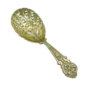 Victorian Sterling Silver Gilt Floral Tea Caddy Spoon Antique 1871 London