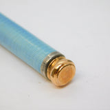 Edwardian Rolled Gold Blue Guilloche Enamel Pencil Holder Fob Antique c1910
