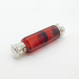 Victorian Sterling Silver Cranberry Glass Double Ended Scent Bottle Antique 1890