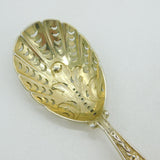 Victorian Sterling Silver Gilt Floral Tea Caddy Spoon Antique 1871 London