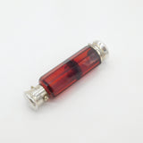 Victorian Sterling Silver Cranberry Glass Double Ended Scent Bottle Antique 1890