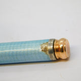 Edwardian Rolled Gold Blue Guilloche Enamel Pencil Holder Fob Antique c1910