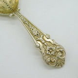 Victorian Sterling Silver Gilt Floral Tea Caddy Spoon Antique 1871 London
