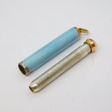 Edwardian Rolled Gold Blue Guilloche Enamel Pencil Holder Fob Antique c1910