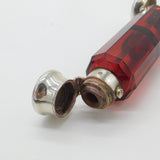 Victorian Sterling Silver Cranberry Glass Double Ended Scent Bottle Antique 1890