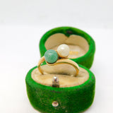 10ct Yellow Gold, Jade & Pearl Toi et Moi Crossover Ring Vintage c1970