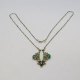 Sterling Silver Plique-à-jour Enamel, Spinel & Marquise Cut Opal Necklace Vintage