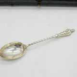 Victorian Boxed Sterling Silver Apostle Teaspoon & Tongs Set Antique 1893 Birmingham