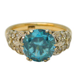 9ct Yellow Gold, Spinel & Blue Sapphire Dress Ring Antique c1920 Art Deco