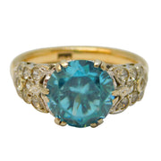 9ct Yellow Gold, Spinel & Blue Sapphire Dress Ring Antique c1920 Art Deco