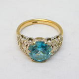 9ct Yellow Gold, Spinel & Blue Sapphire Dress Ring Antique c1920 Art Deco