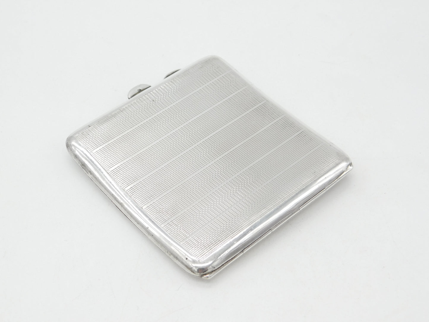 Sterling Silver Engine Turned Cigarette Case Antique 1936 Birmingham Art Deco