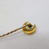 Victorian 15ct Yellow Gold Seed Pearl Crescent Moon Stick Pin Antique c1880