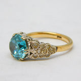 9ct Yellow Gold, Spinel & Blue Sapphire Dress Ring Antique c1920 Art Deco