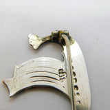 20th Century Scandinavian Sterling Silver Enamel Viking Boat Brooch Antique c1920
